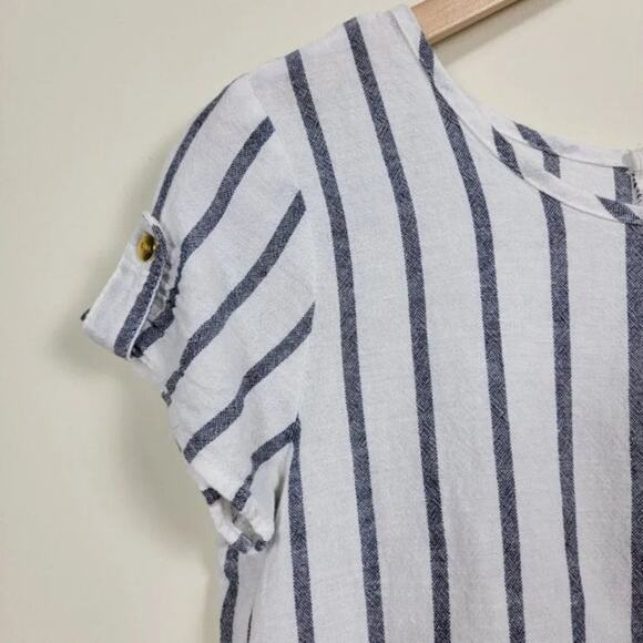 Purple Rain Striped Crop Top‎ Short Sleeves Womans Size Small White Blue - Picture 2 of 12